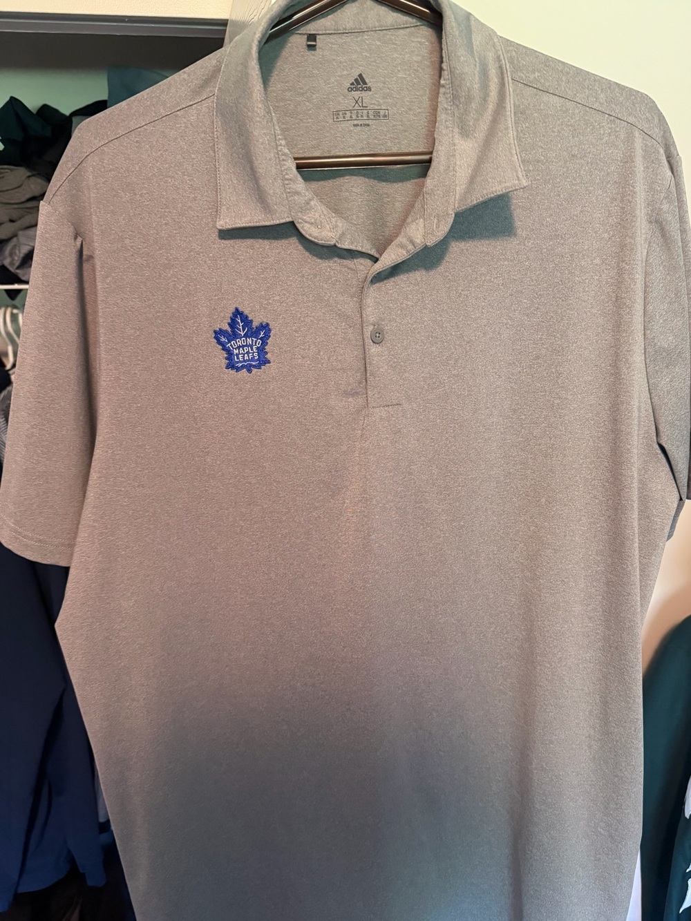 adidas Grey Polo with Blue Toronto Maple Leafs Logo